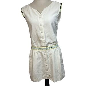 Comptoir des Cotonniers Silk Linen Citron Drop Waist Dress | French Chic | Small